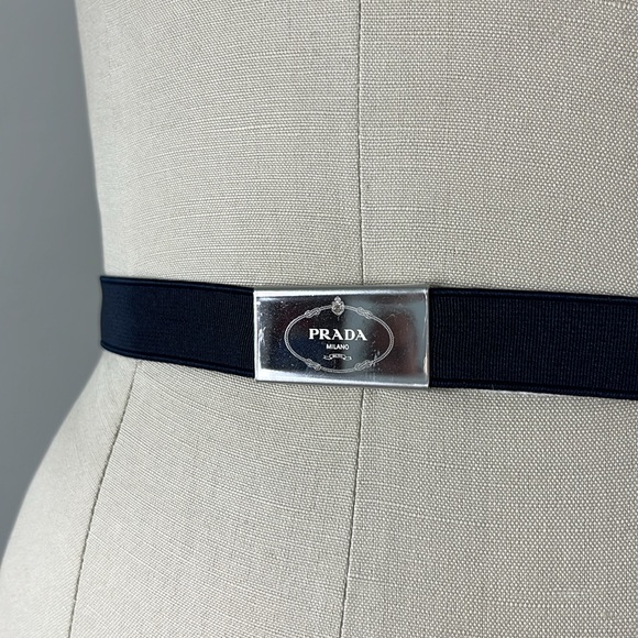 Prada Elastic Slip On Metal Stamped Belt - Picture 1 of 5